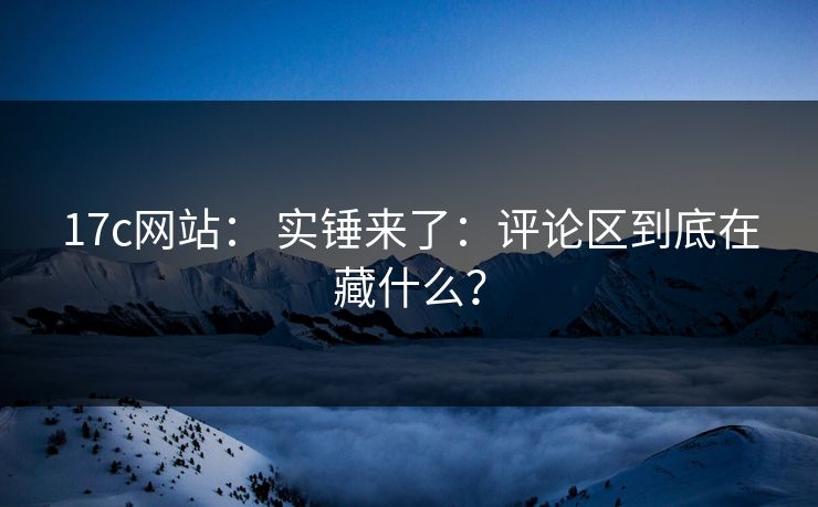 17c网站: 实锤来了:评论区到底在藏什么?