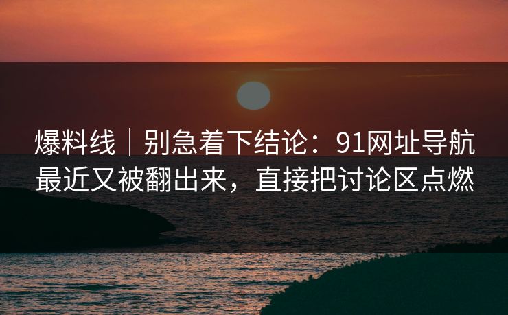 爆料线|别急着下结论:91网址导航最近又被翻出来,直接把讨论区点燃 爆料线|别急着下结论:91网址导航最近又被翻出来,直接把讨论区点燃